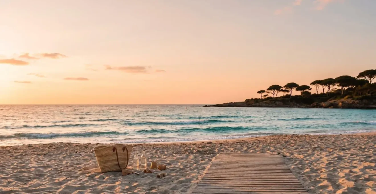 Plage française avec sable doré et eau turquoise, mettant en valeur la beauté naturelle préservée sans déchets plastiques