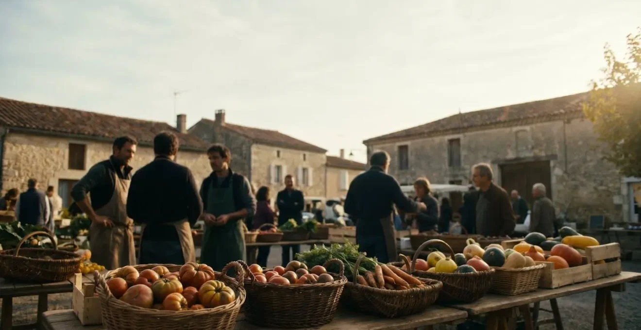 Étal de marché paysan avec légumes frais imparfaits et variés en France