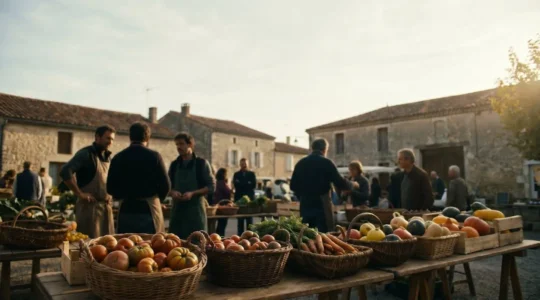 Étal de marché paysan avec légumes frais imparfaits et variés en France