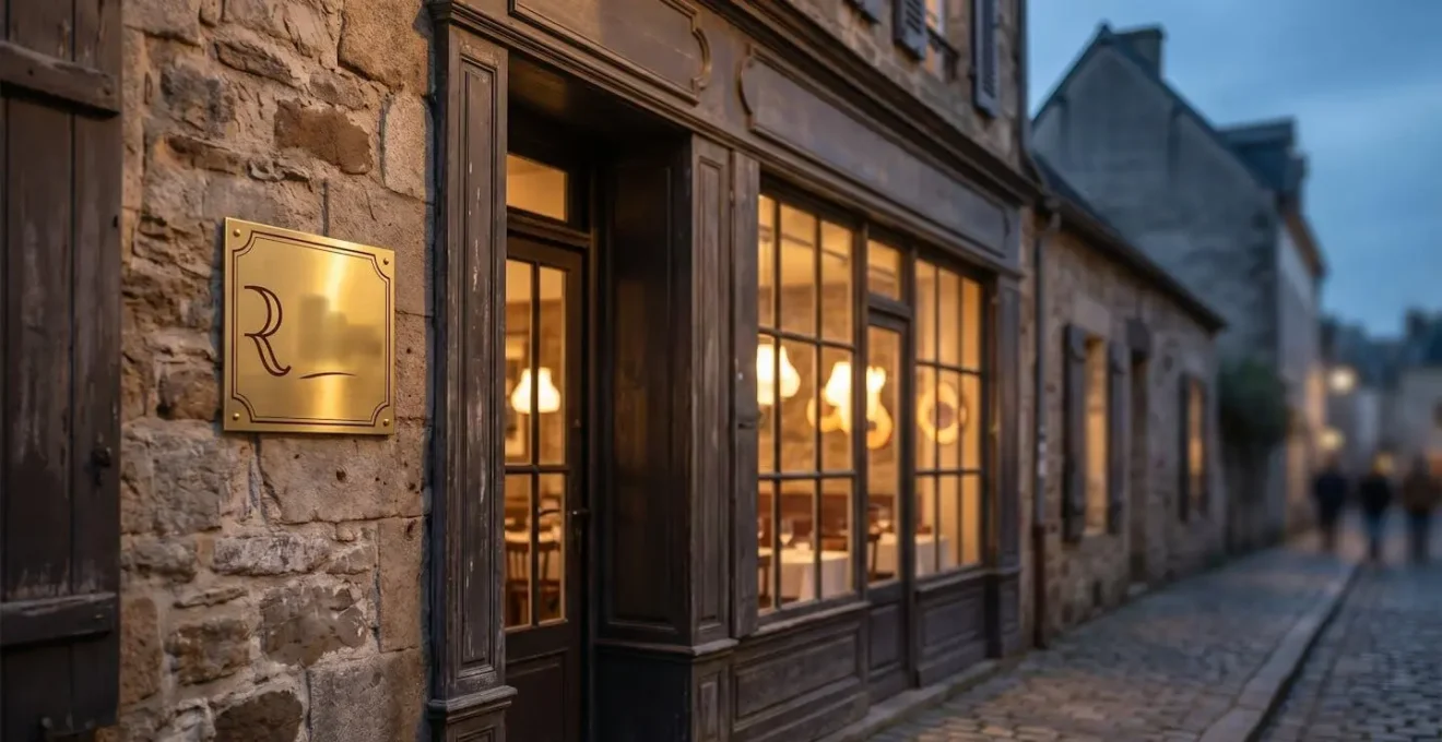 Plaque officielle de Maître Restaurateur apposée sur une façade de restaurant traditionnel français
