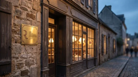 Plaque officielle de Maître Restaurateur apposée sur une façade de restaurant traditionnel français